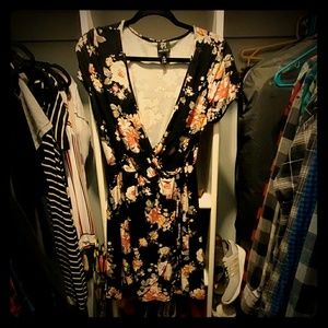 Derek Heart Black Dress with Floral Print
